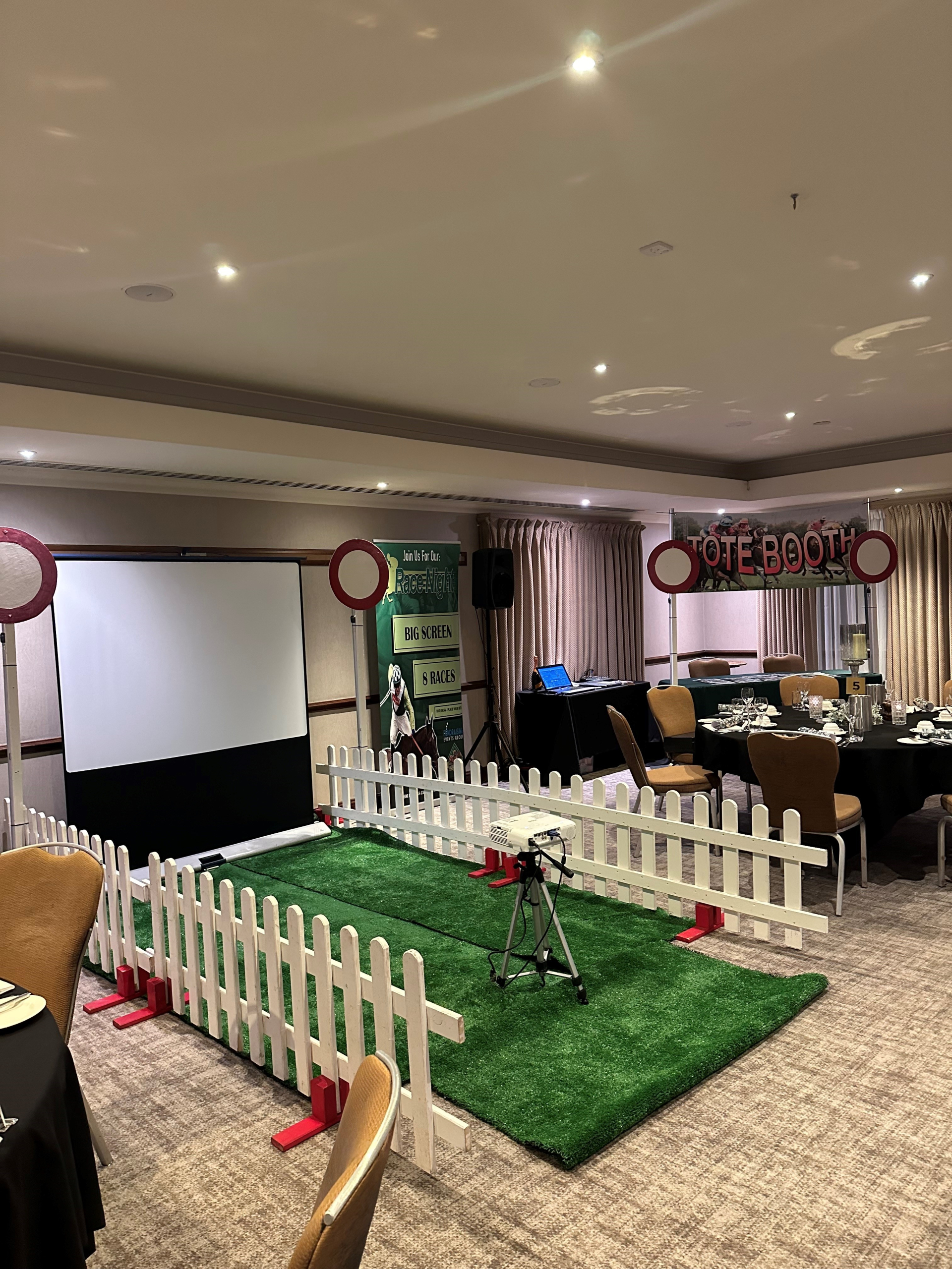 Rippon Hall ballroom event space with interactive tote booth activation for corporate conferences.