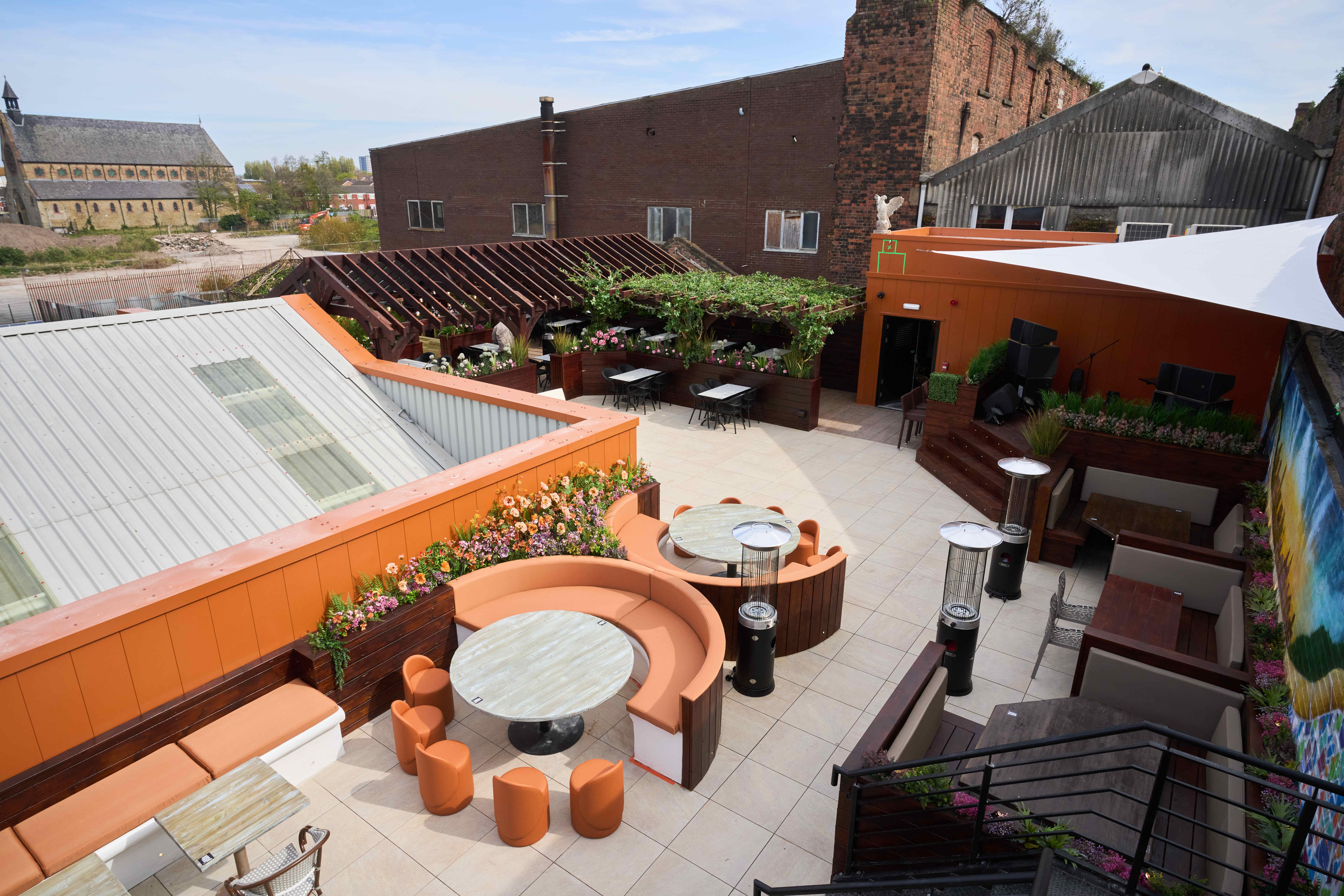 Rooftop terrace, urban event, networking venue