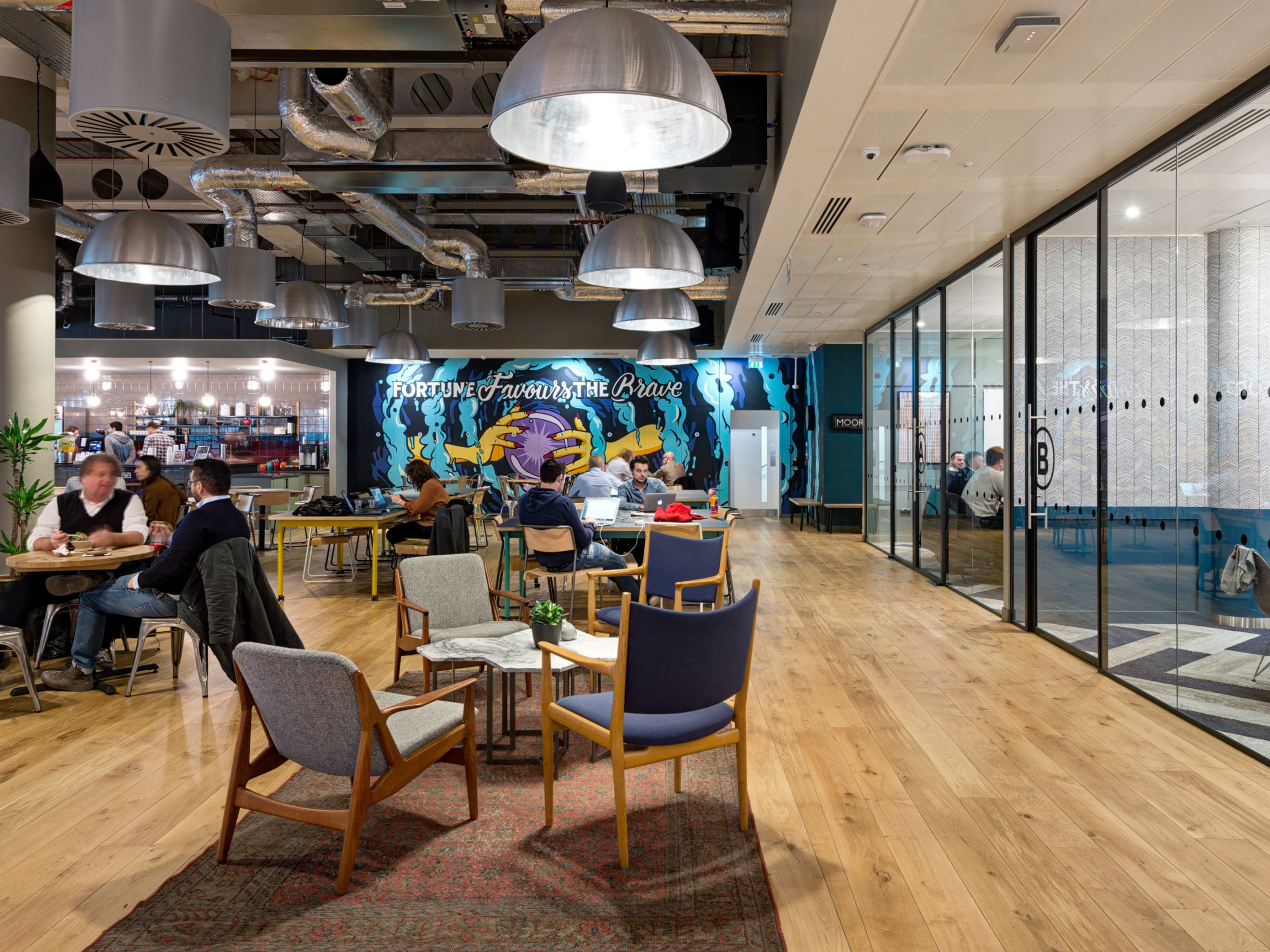WeWork meeting room, glass walls, workshop, co-working