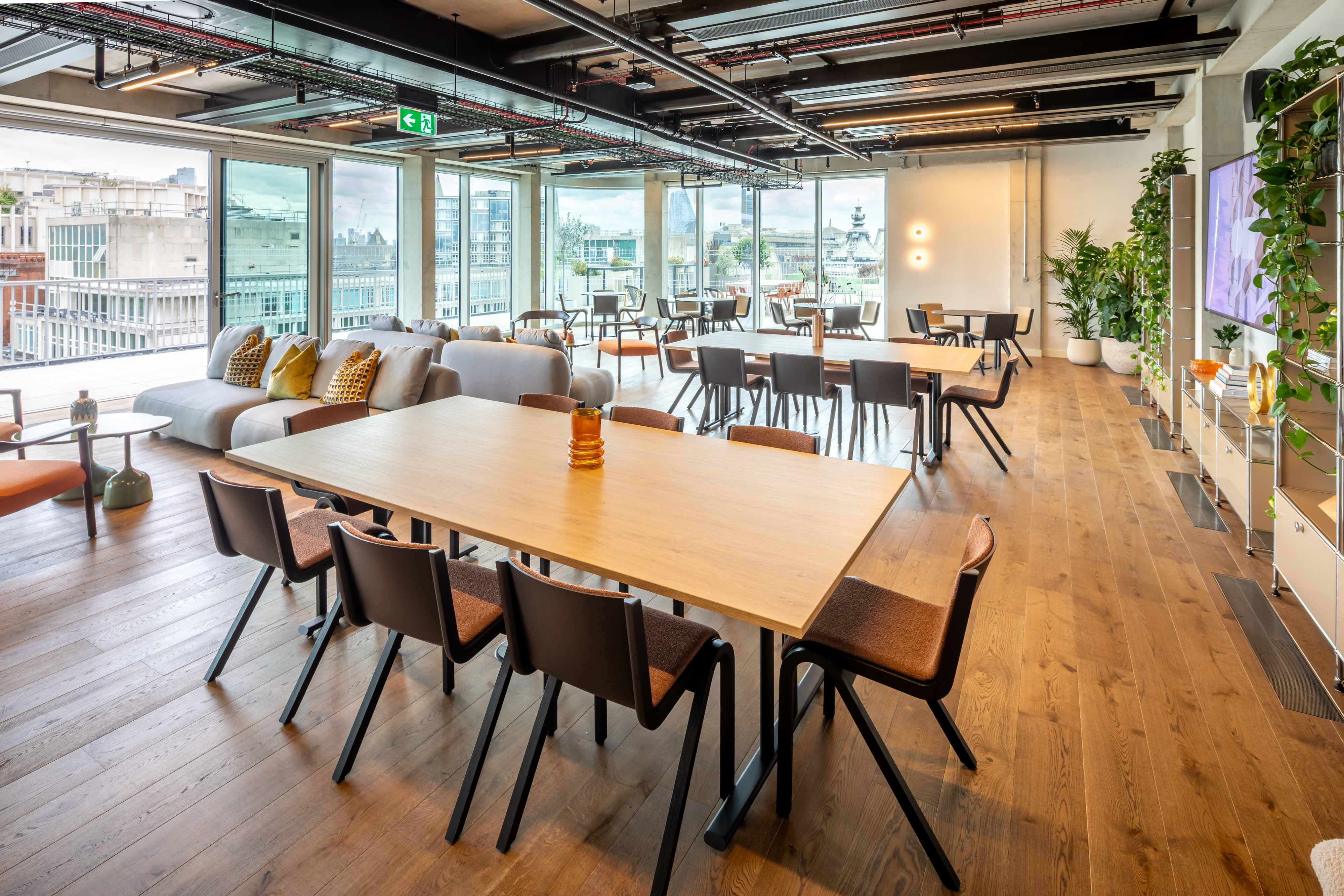 Modern event space, natural light, corporate function, networking