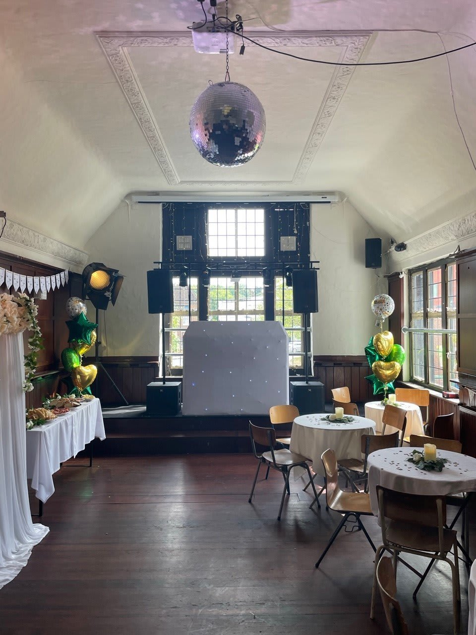 Nun's Head social event DJ booth balloons