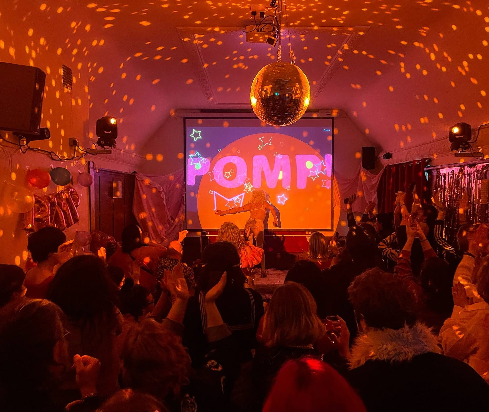 Nun costume, disco ball, party event