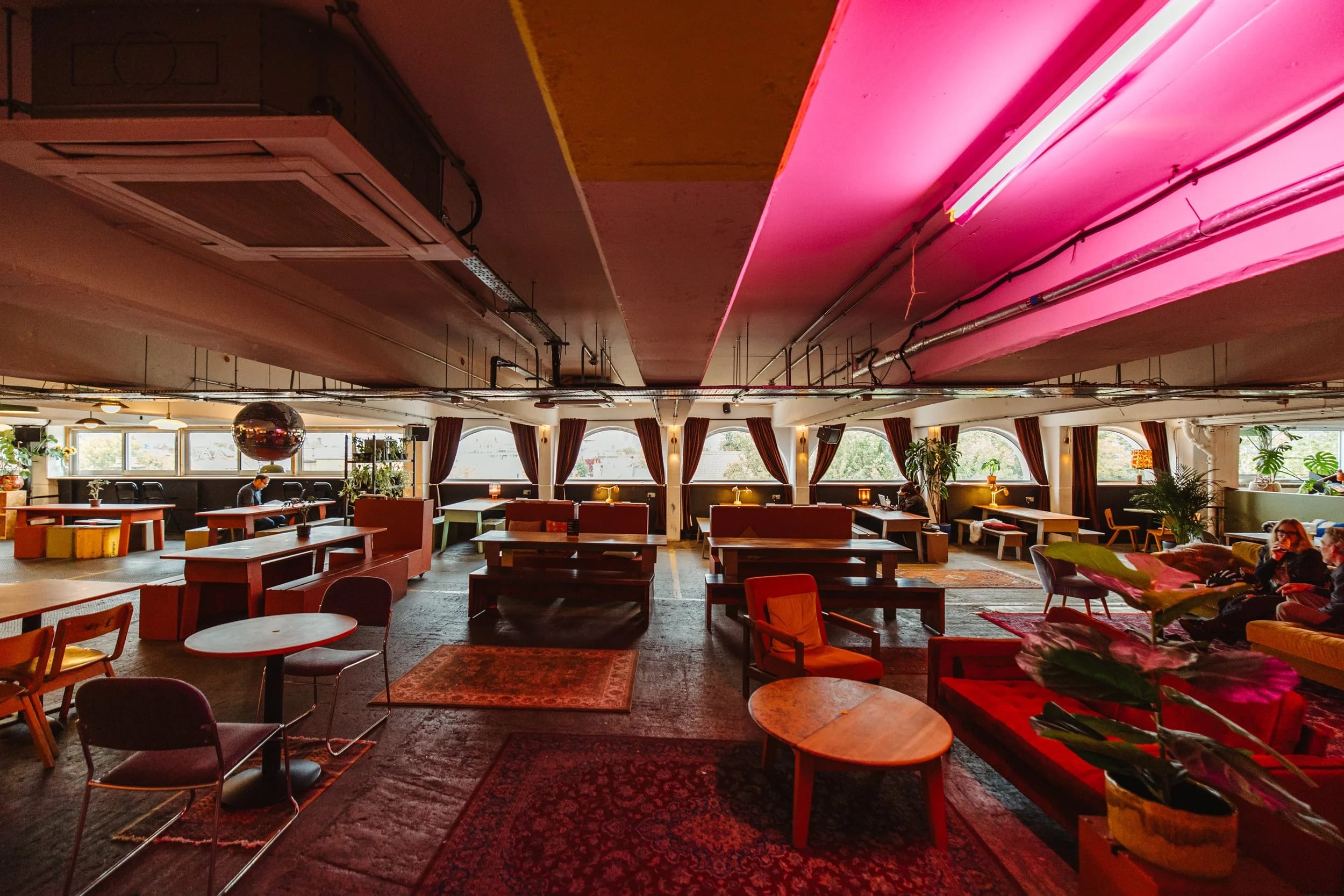 Industrial-chic event space, MULTI STORY, flexible seating, creative workshops, networking