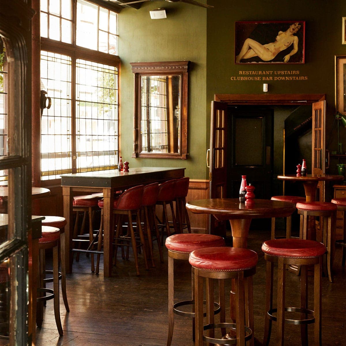 High-top seating at The Clubhouse, Coach Makers Arms for networking and corporate receptions.