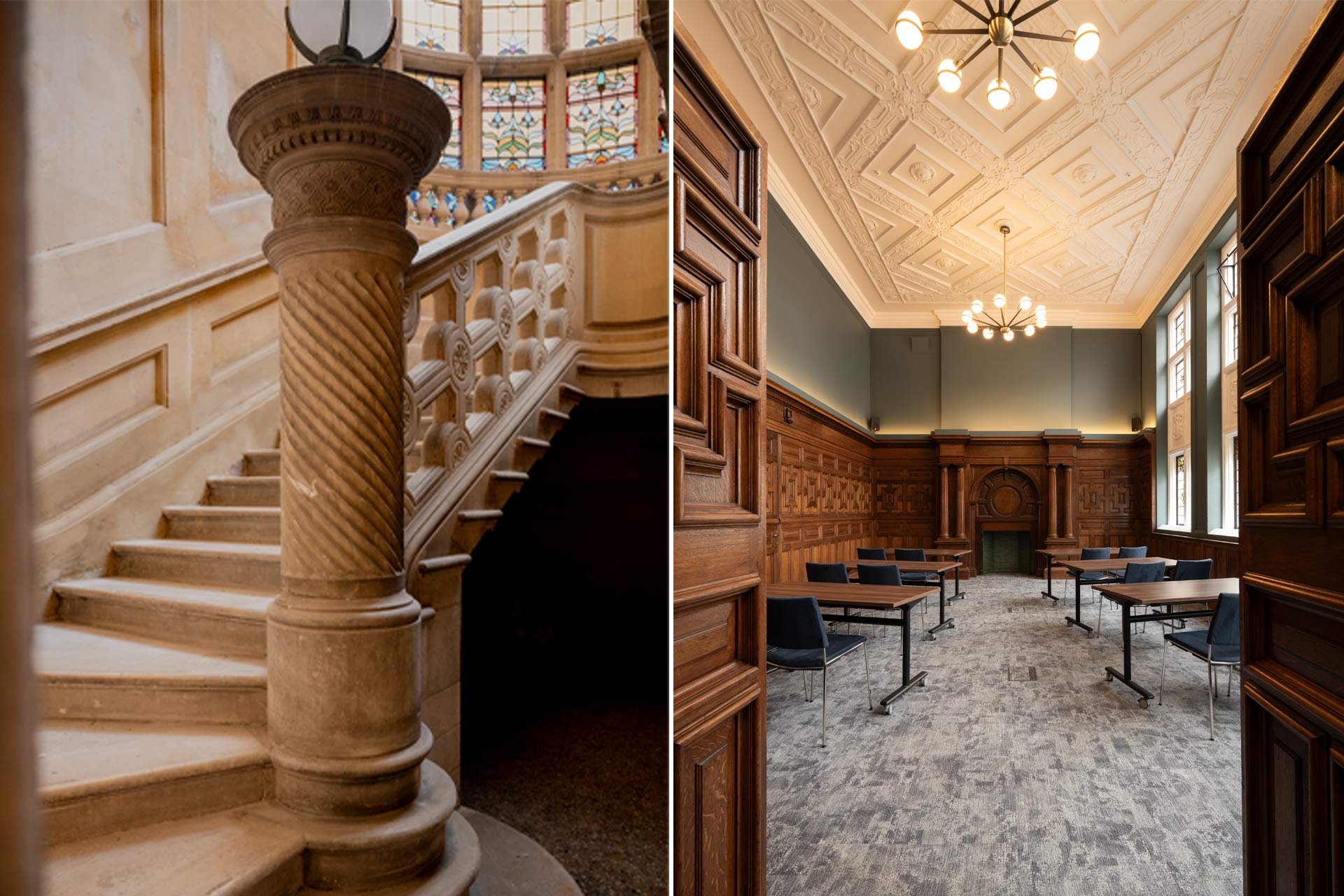 Heritage meeting room, grand staircase, Cambridge conference venue