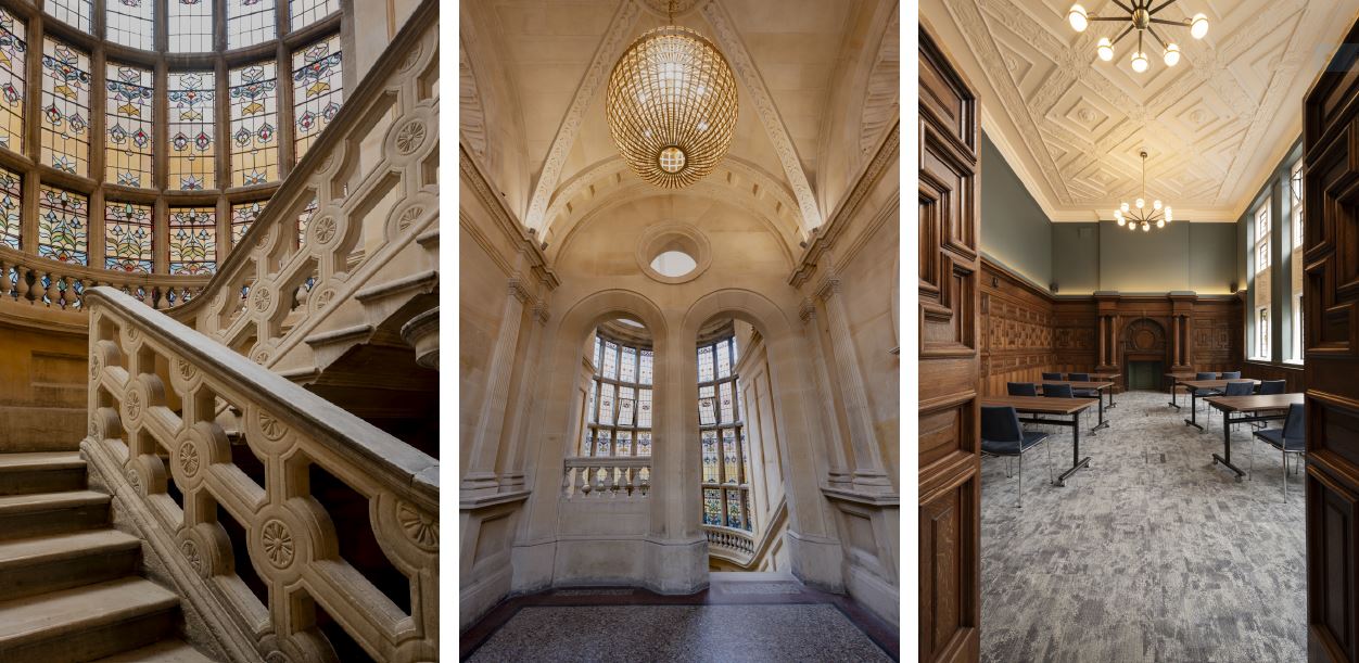 Heritage Meeting Room, Cambridge: Grand staircase, corporate event, wedding venue.