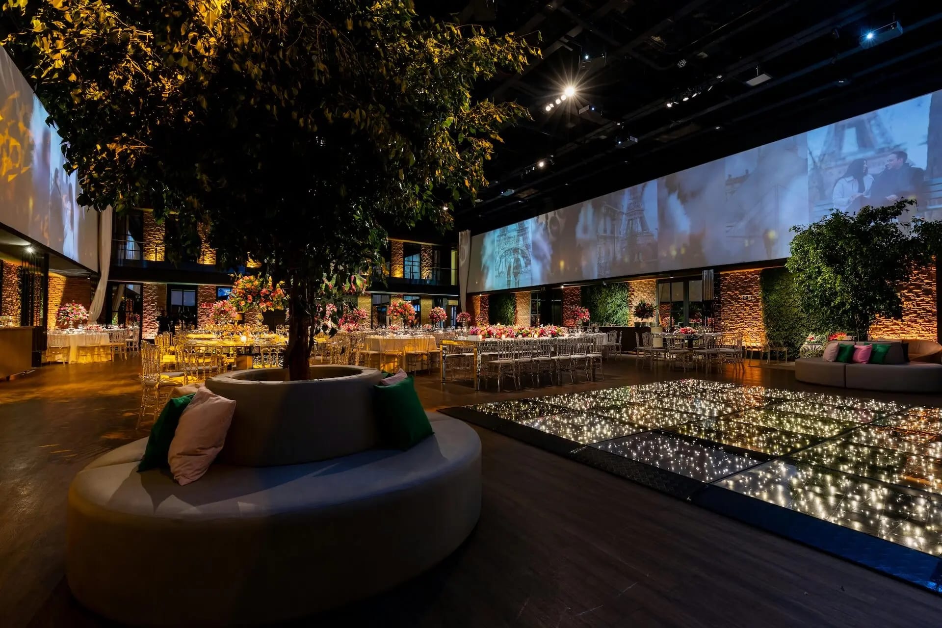 Camden event space: lit lounge, dance floor, gala, wedding