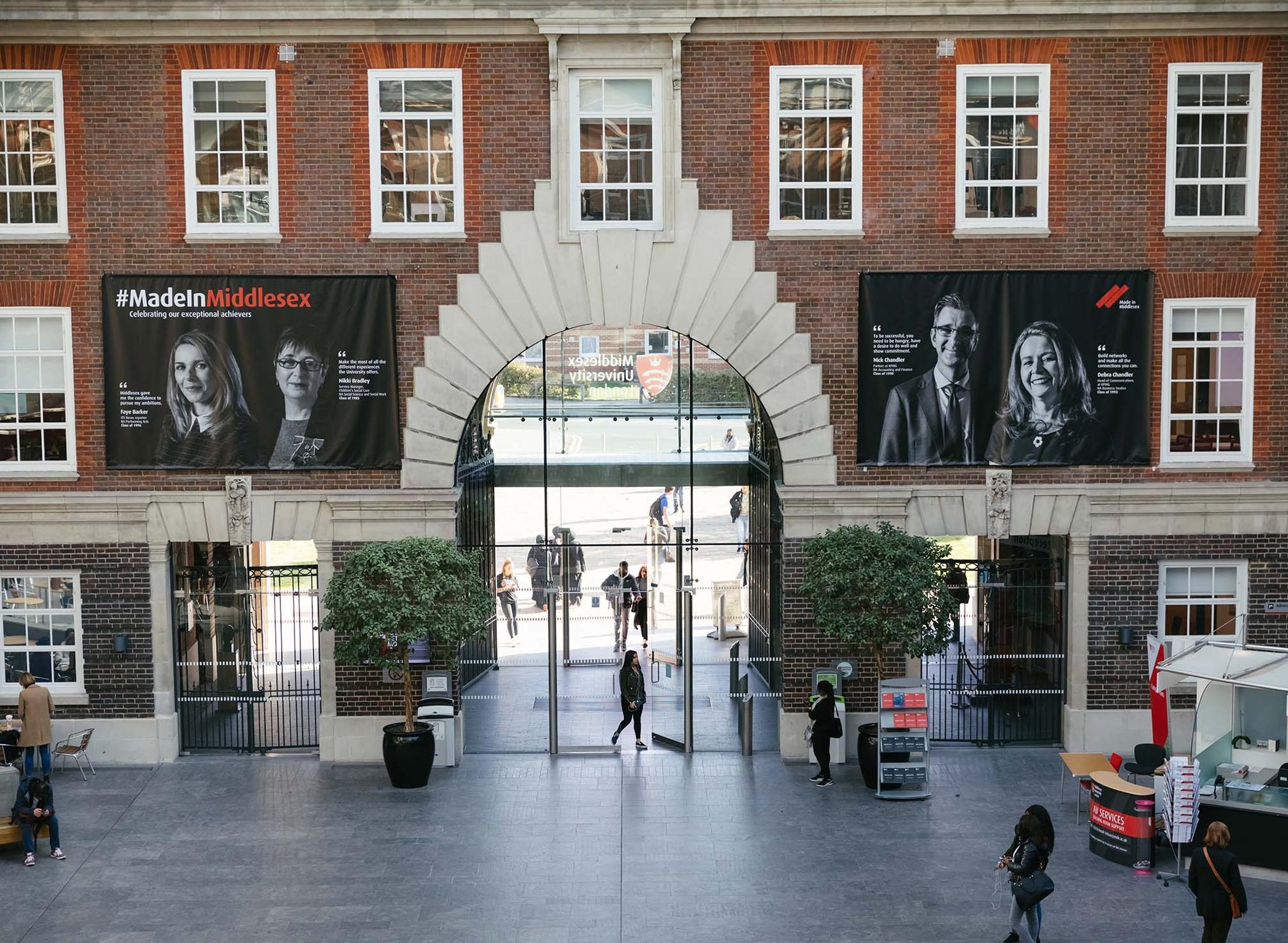 Middlesex Uni Quad: event branding, conference, exhibition