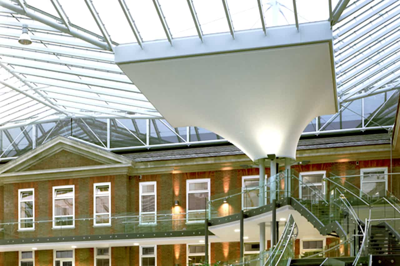 Middlesex Uni Quad atrium reception event