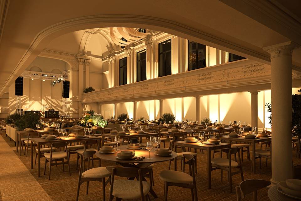 Pillar Hall ballroom: tiered seating, elegant banquet event