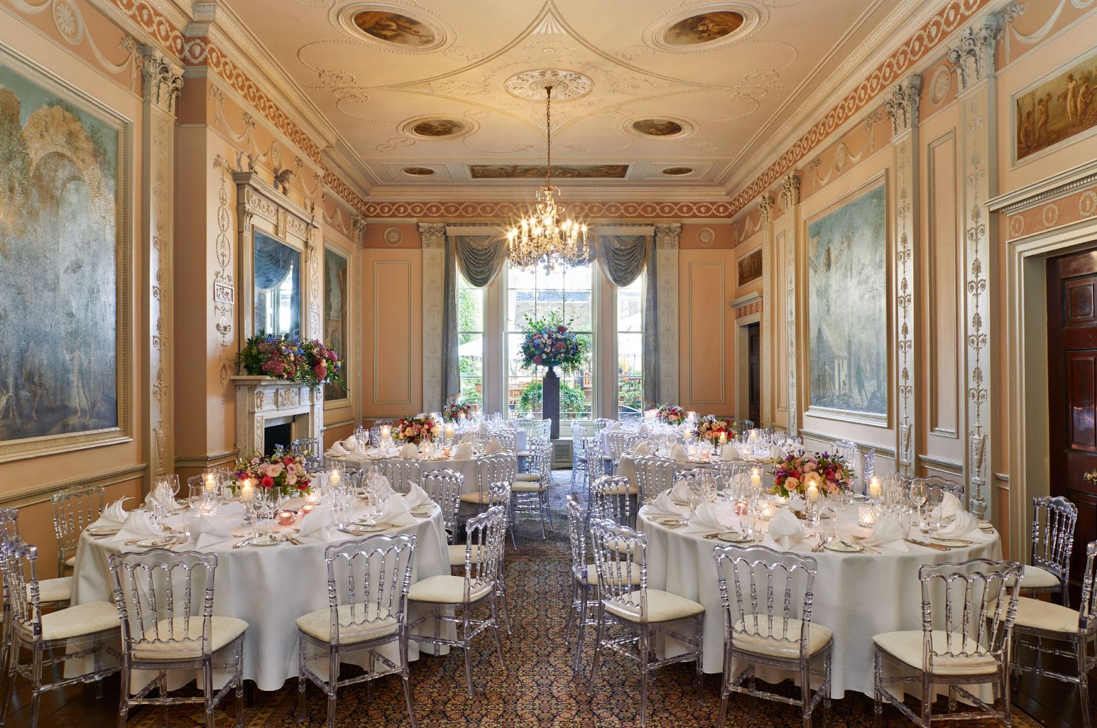 Pillar Hall ballroom, chandeliers, gala, wedding