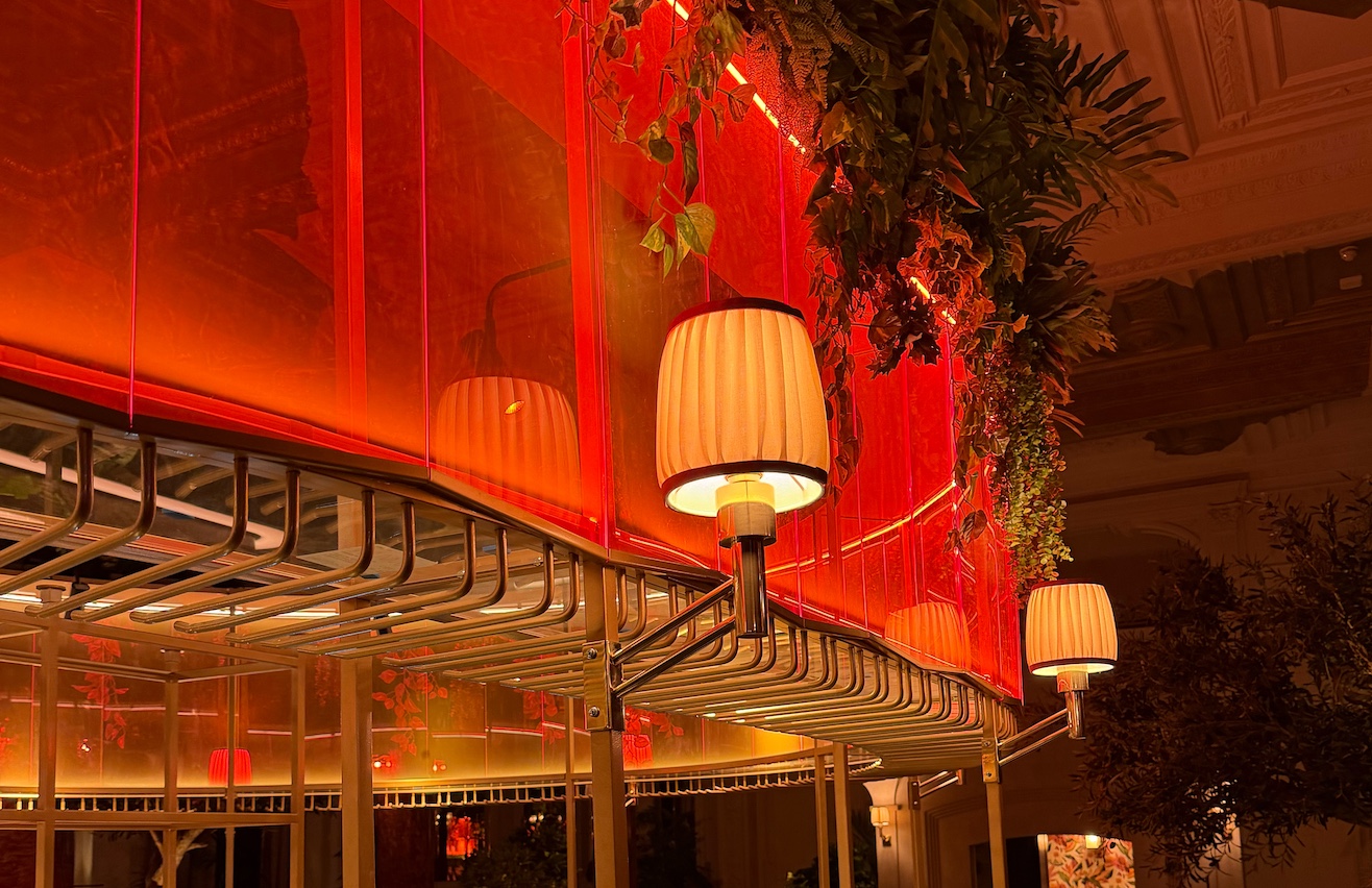 Idalia Restaurant, red lighting, upscale event, cocktail reception