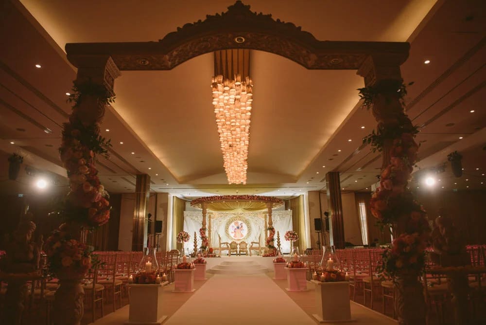 Indian wedding Idalia Restaurant decor lighting opulent event