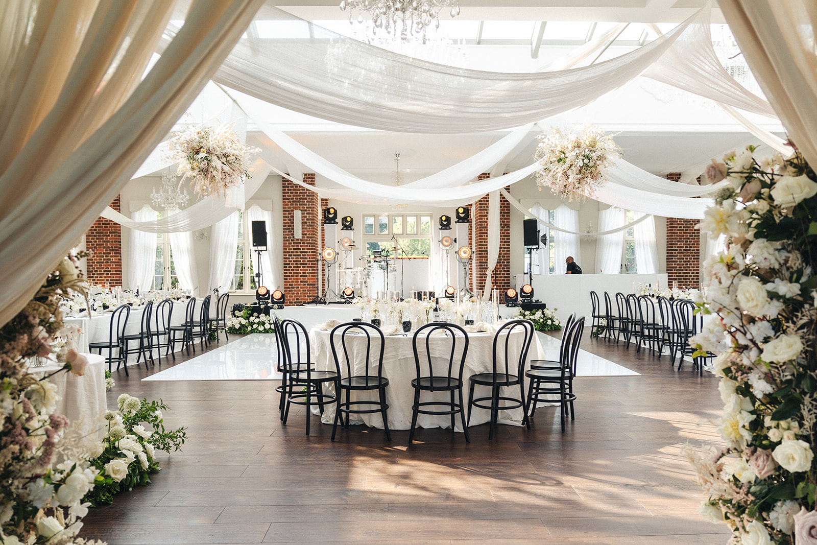 Glasshouse event: wedding, corporate dinner, elegant, romantic