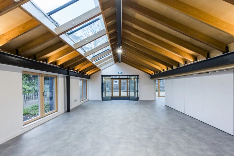 Glasshouse blank venue, natural light, event setup