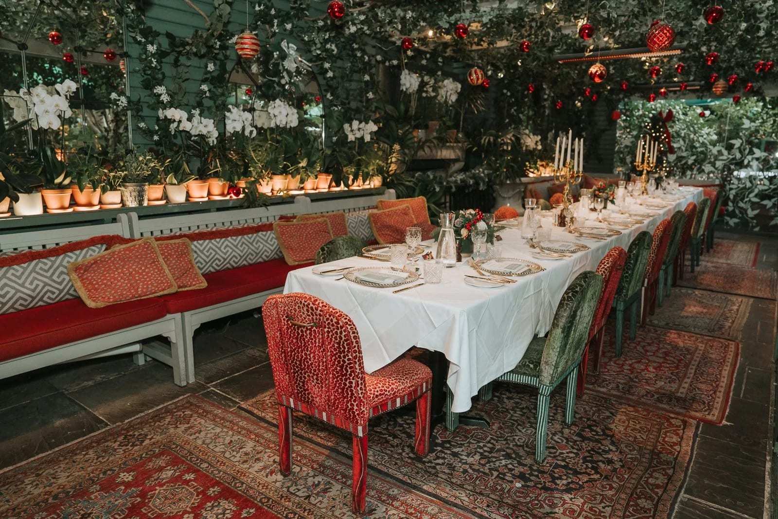 Glasshouse private dining: intimate, green, elegant event