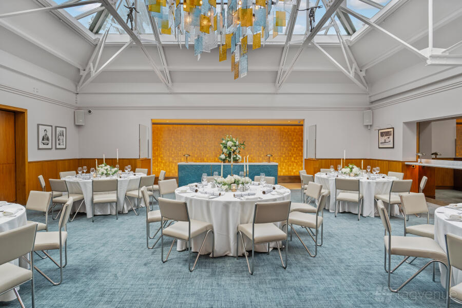Modern event space, high ceiling, conference, party