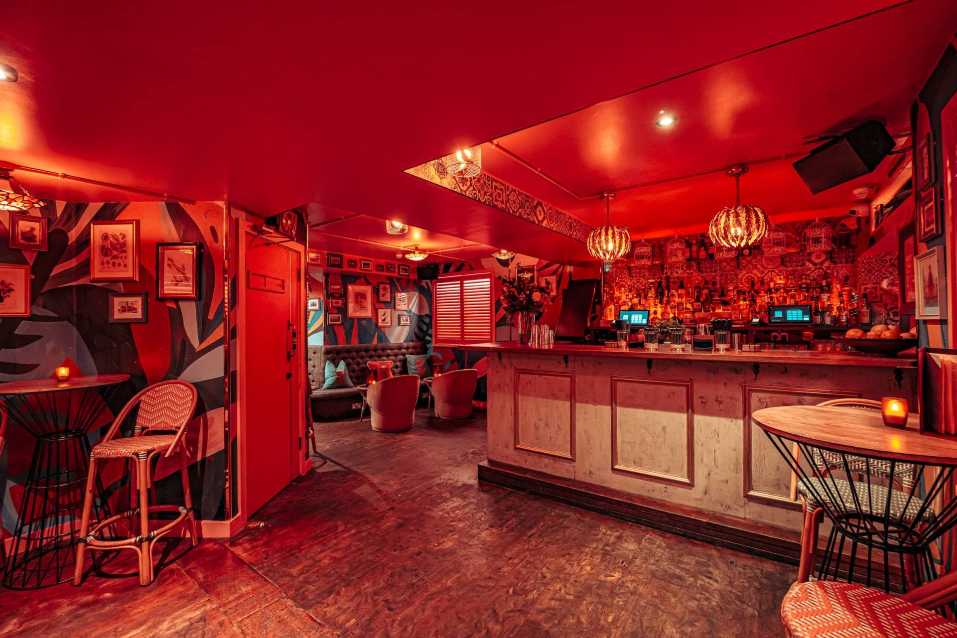 1942 Room cocktail lounge, jewel tones, networking event