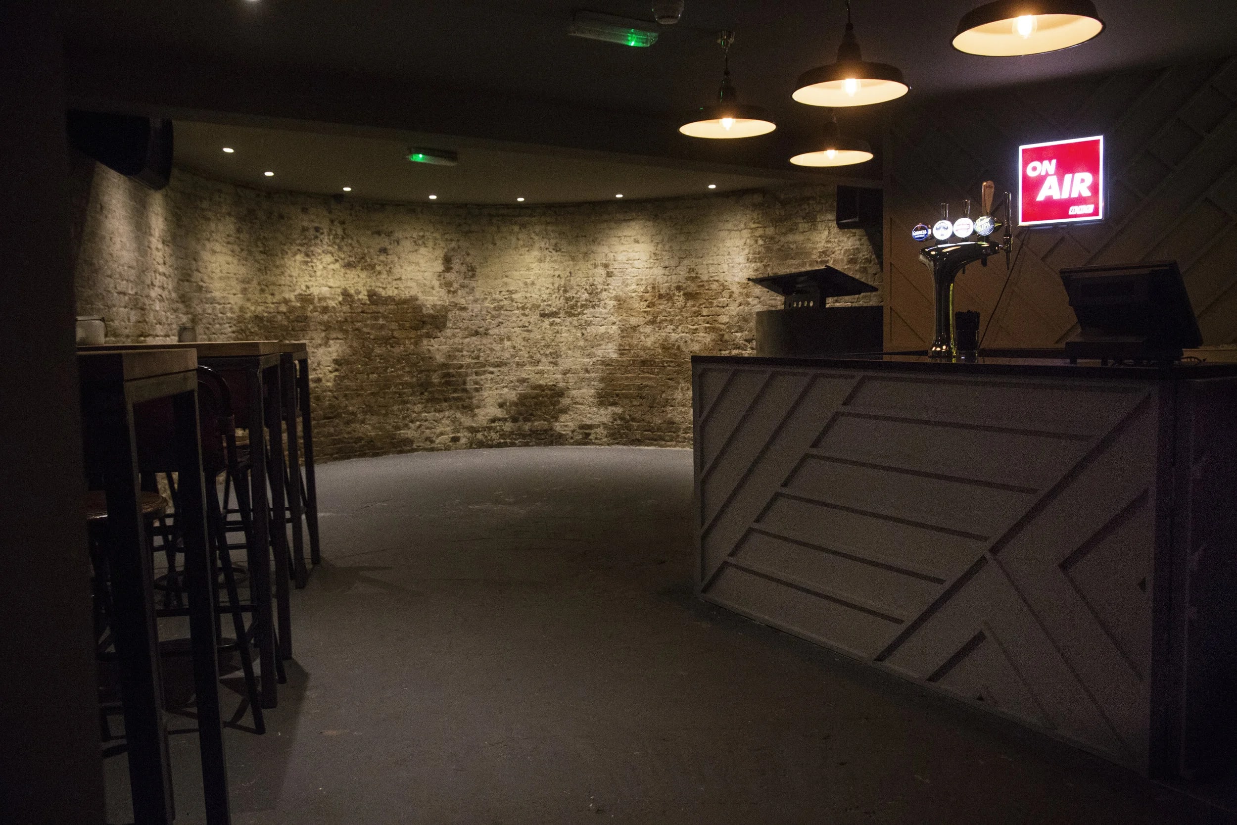 Castle basement bar: industrial chic event venue