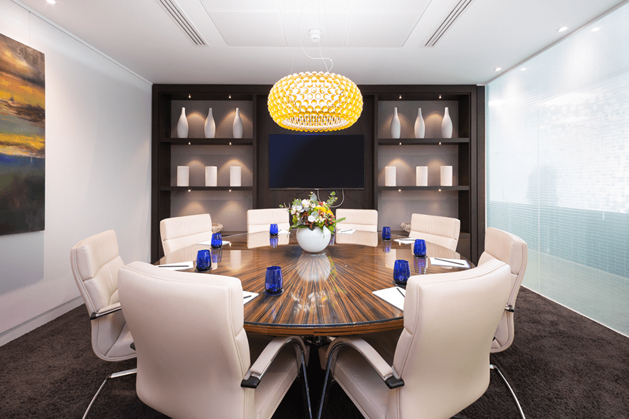 Executive boardroom meeting London Bridge AV premium