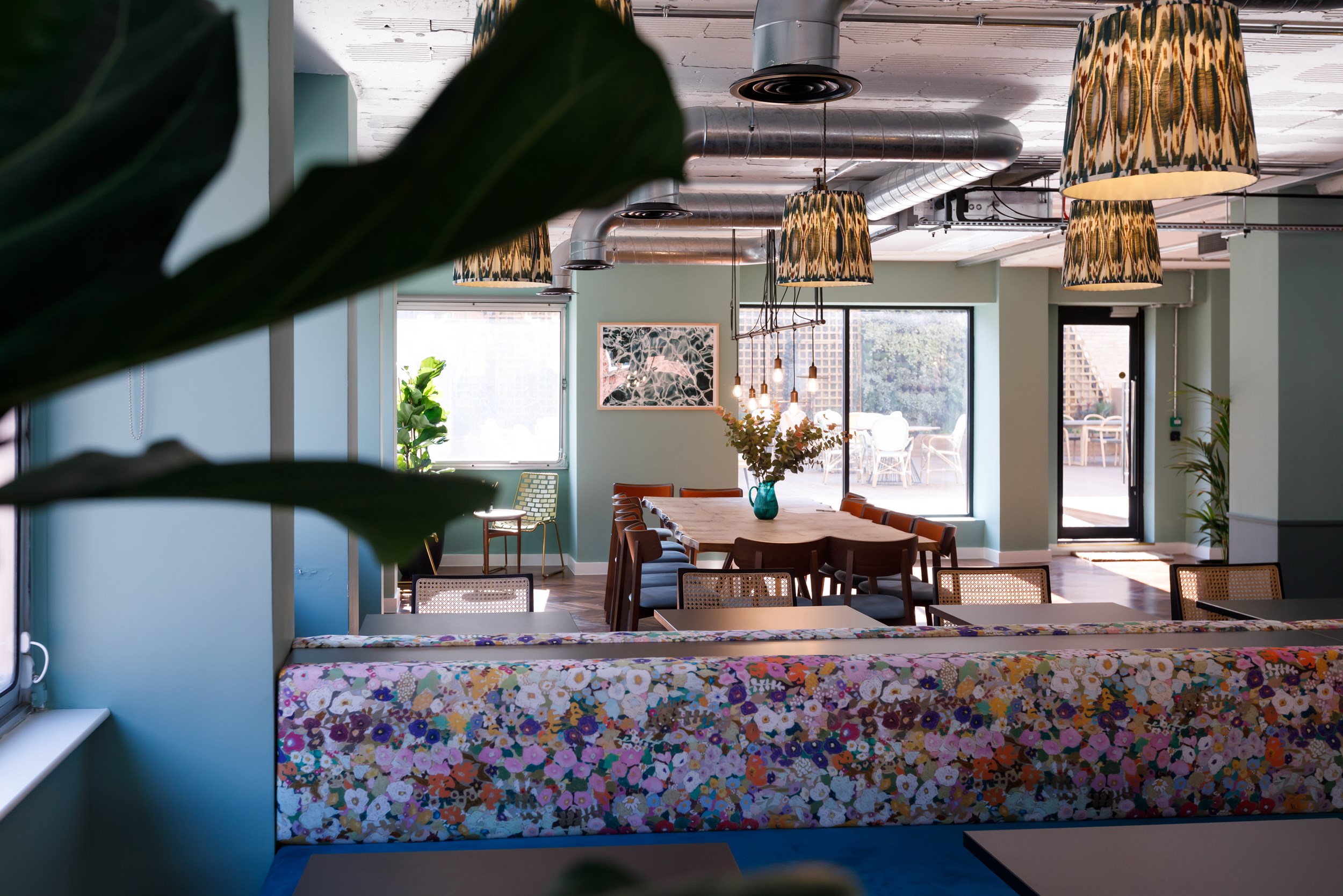 Modern London meeting room, natural light, workshop event