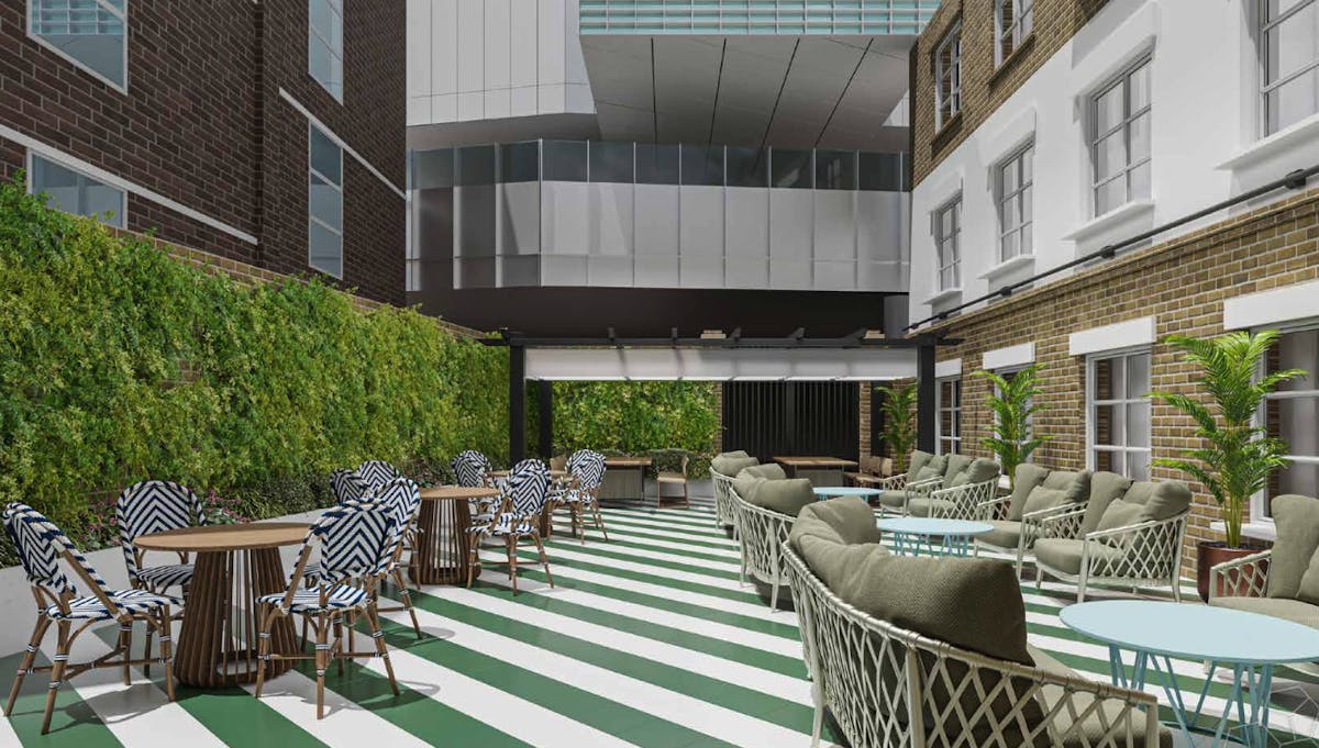 London Bridge CREO courtyard event, modern seating