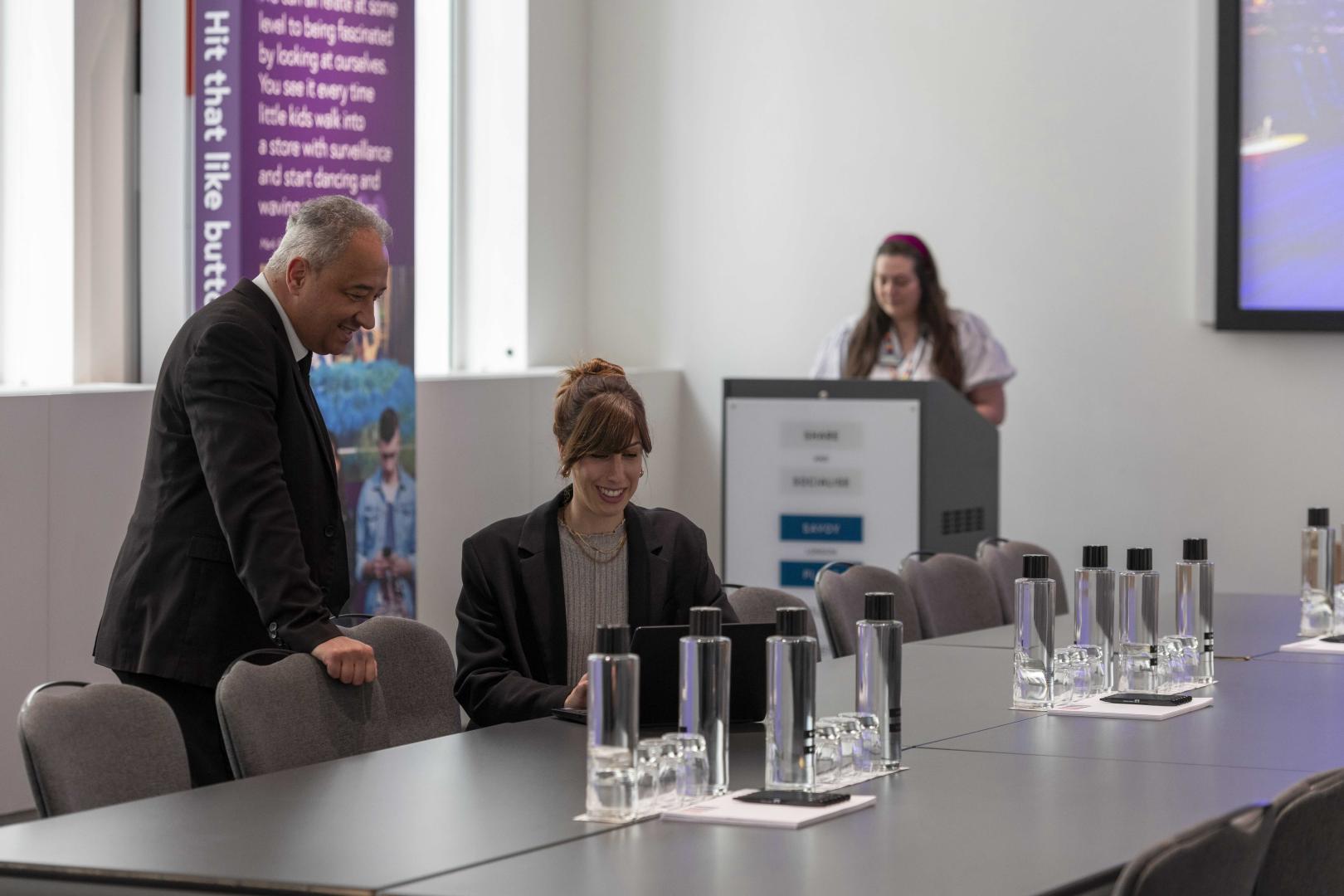 Savoy Place meeting room, modern tech, business conference