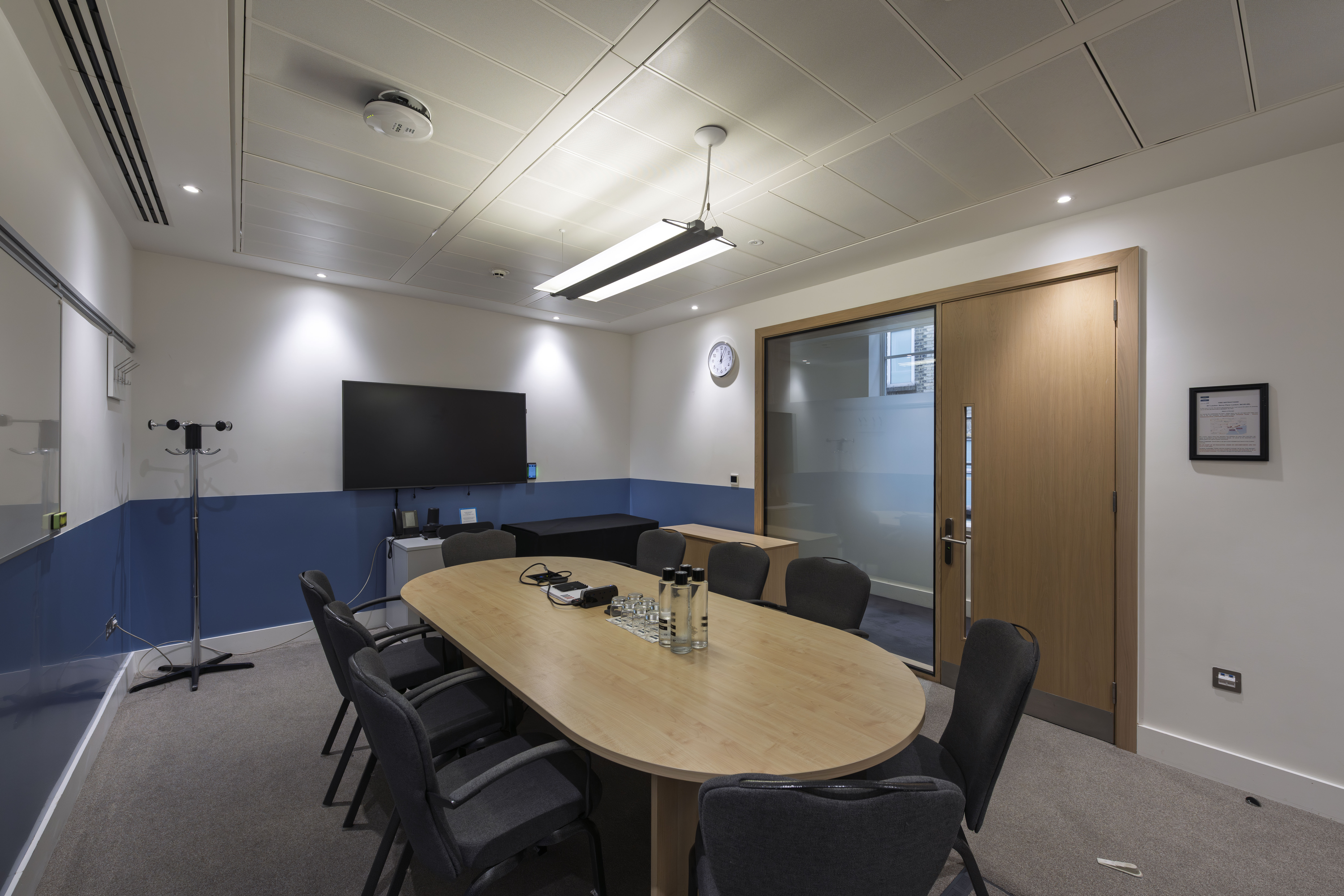 Modern boardroom, 8-10 seating, executive meeting, training event