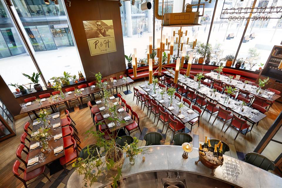 Elegant mezzanine private dining, Vinoteca City, event