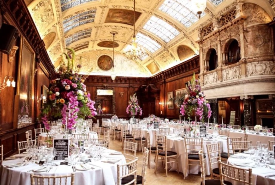 Historic Garden Room at Thornton Manor featuring vaulted ceilings for luxury wedding receptions.
