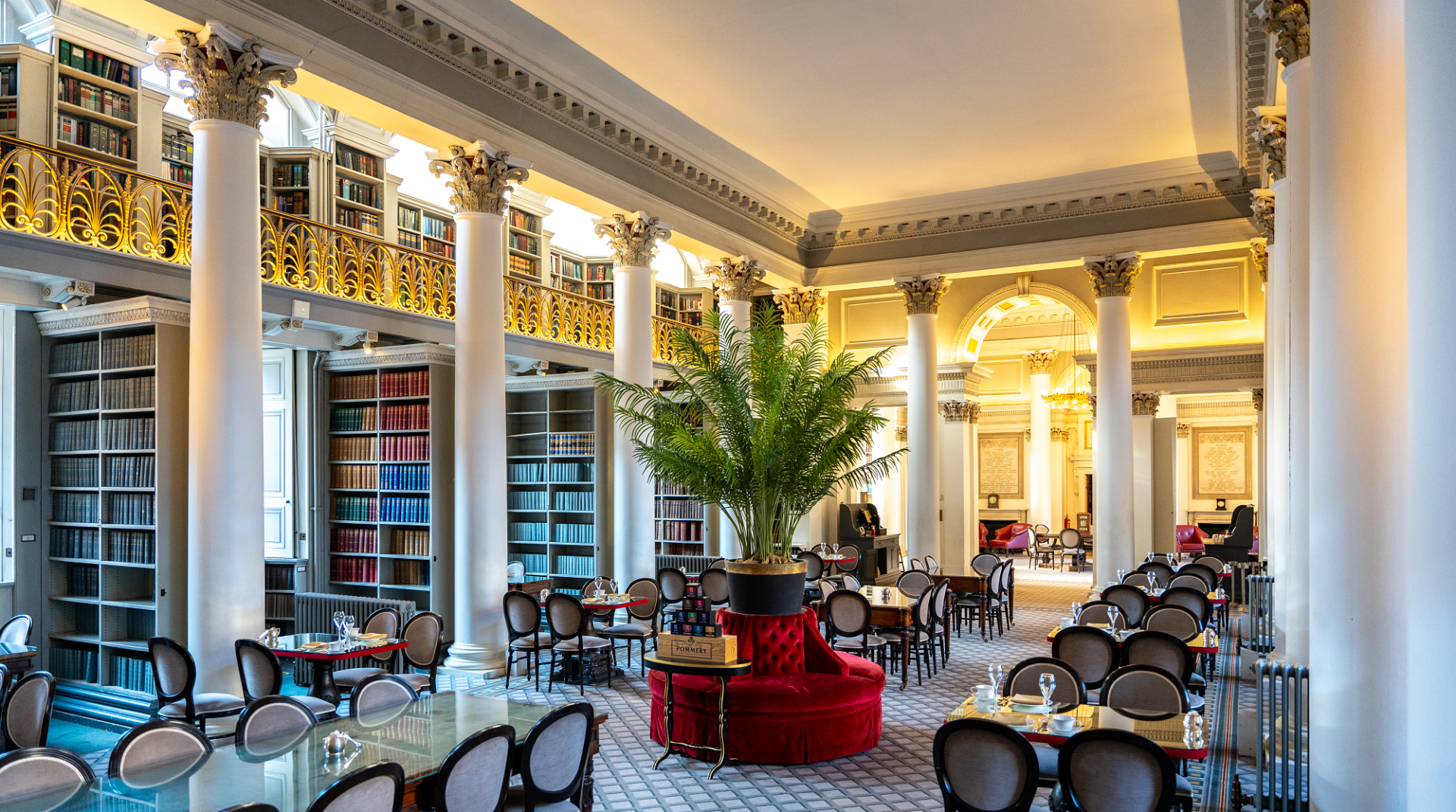 Historic Signet Library venue, elegant interior for luxury corporate events and private dining.
