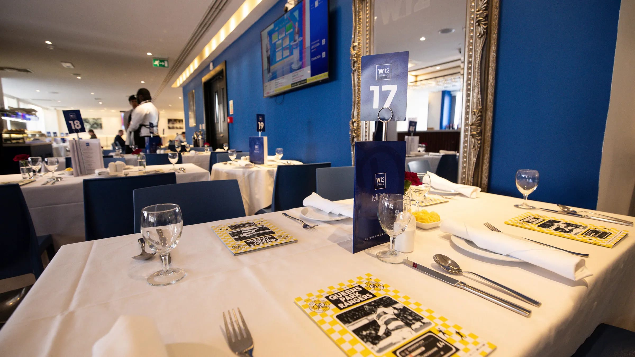 Capital Lounge corporate event setup at Loftus Road Stadium for professional business meetings.