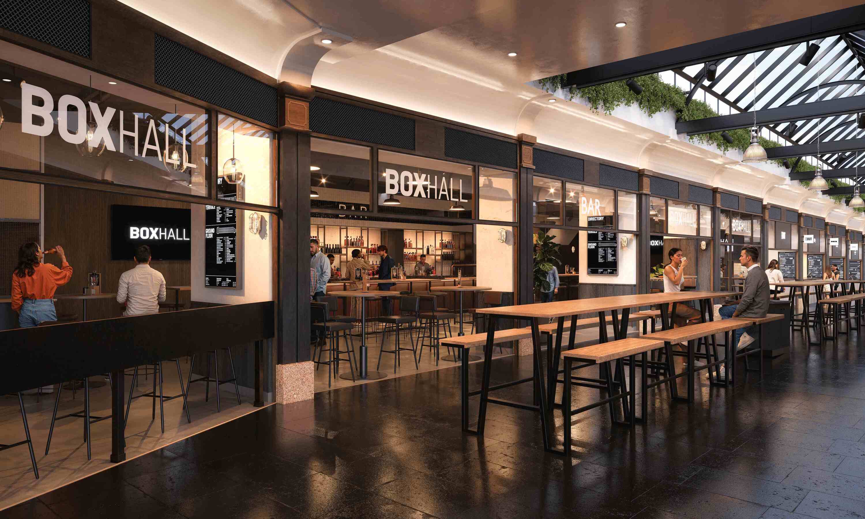 Industrial-chic BOXHALL City Ticket Hall for networking events and brand activations.
