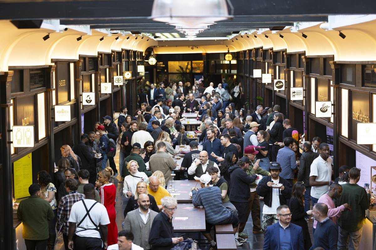 BOXHALL City Ticket Hall: Industrial venue with communal seating for networking or pop-up events.