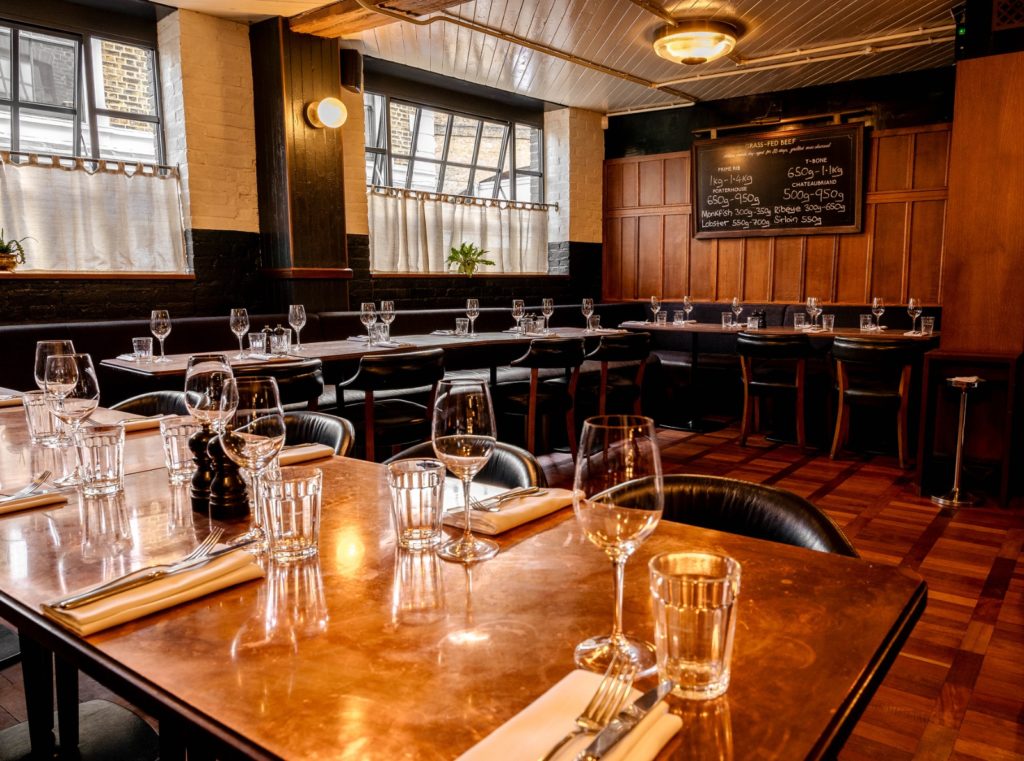 The Cook's Room at Hawksmoor Borough: elegant setting for corporate dinners and networking events.