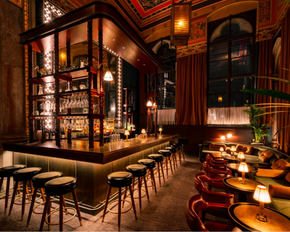 Hawksmoor St Pancras Martini Bar: atmospheric venue for VIP reception and networking events.