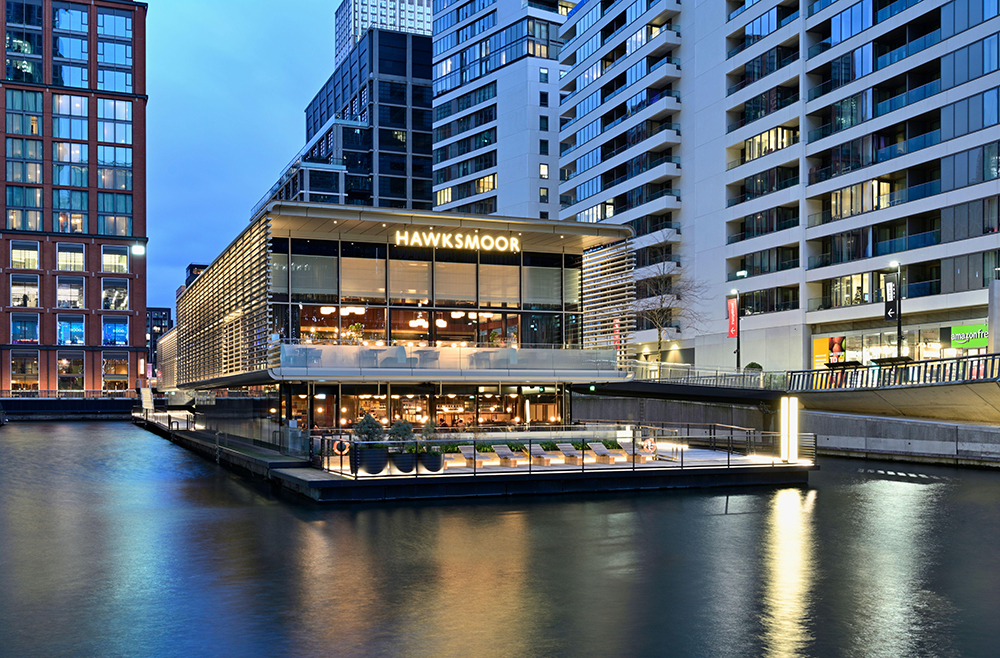 Queenie Watts, Wood Wharf waterfront venue for corporate dinners and VIP networking events.