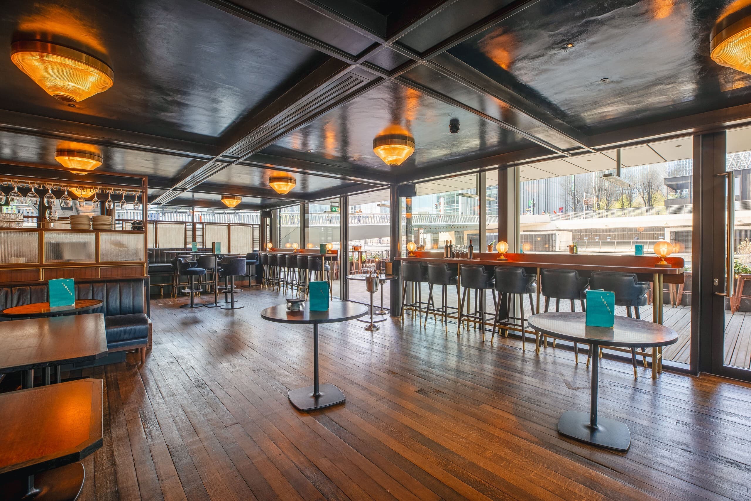 Queenie Watts at Wood Wharf: spacious upscale venue for corporate networking and cocktail events.