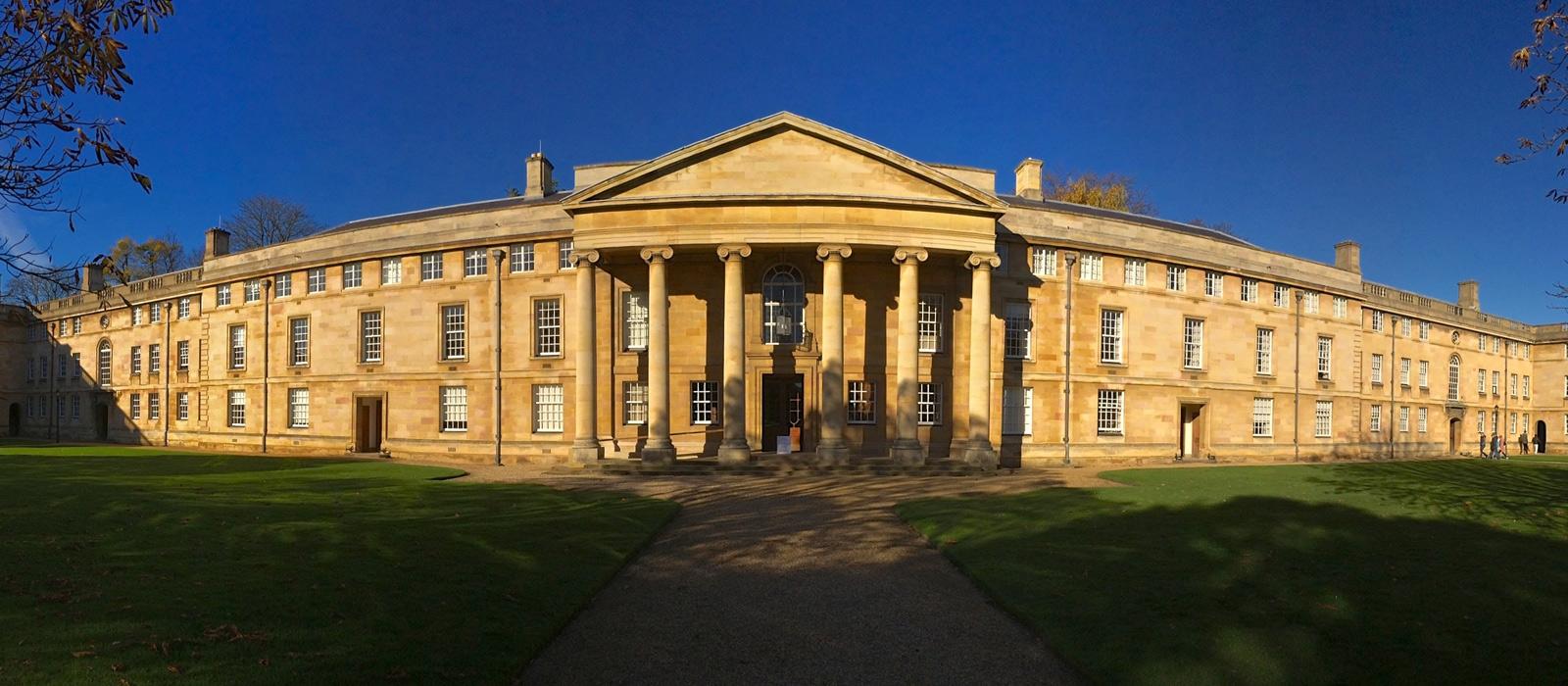 Fellows' Garden, Downing College neoclassical façade for corporate retreats and gala events.