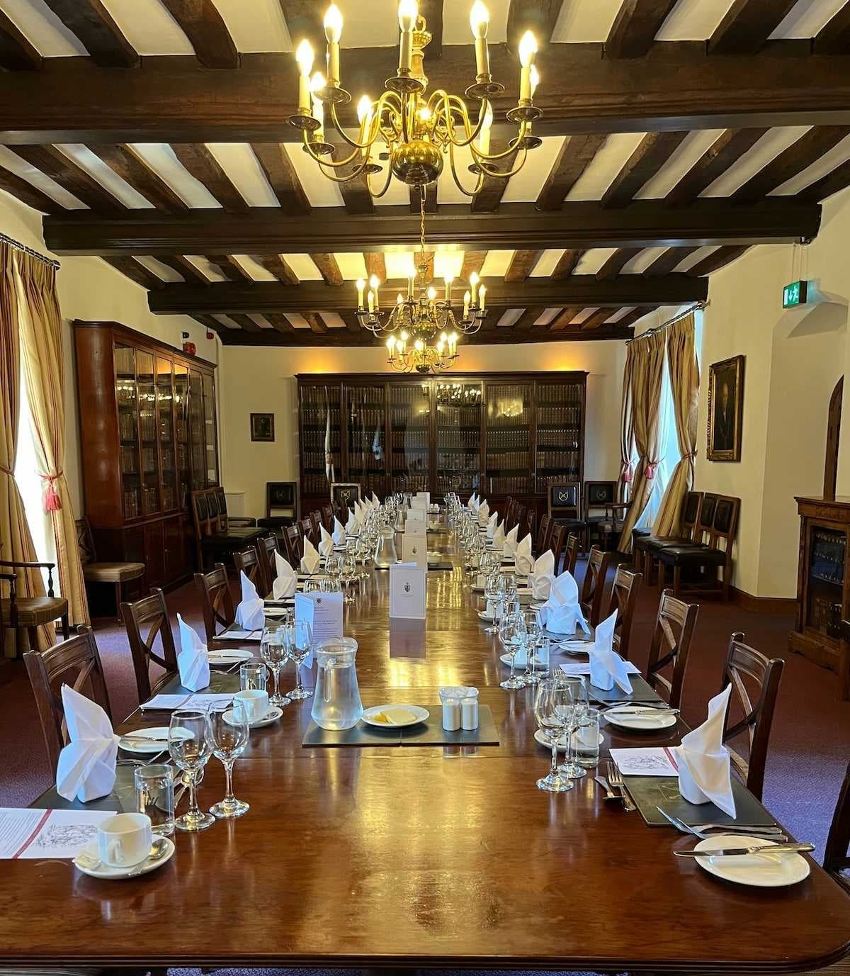 Thomas Gray Room boardroom with formal dining layout for executive meetings and corporate events.