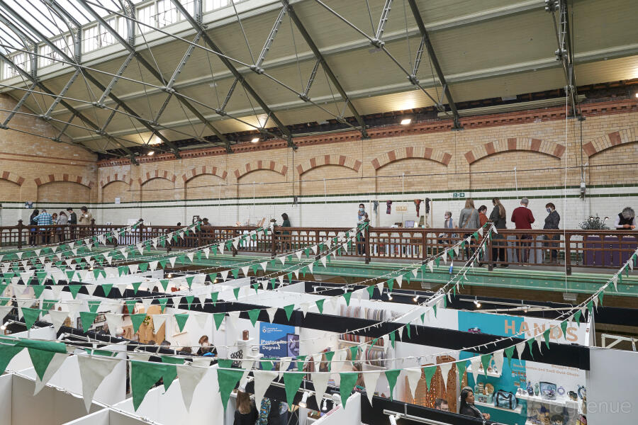 The Terminal Suite trade show with industrial mezzanine, ideal for makers' markets and exhibitions.