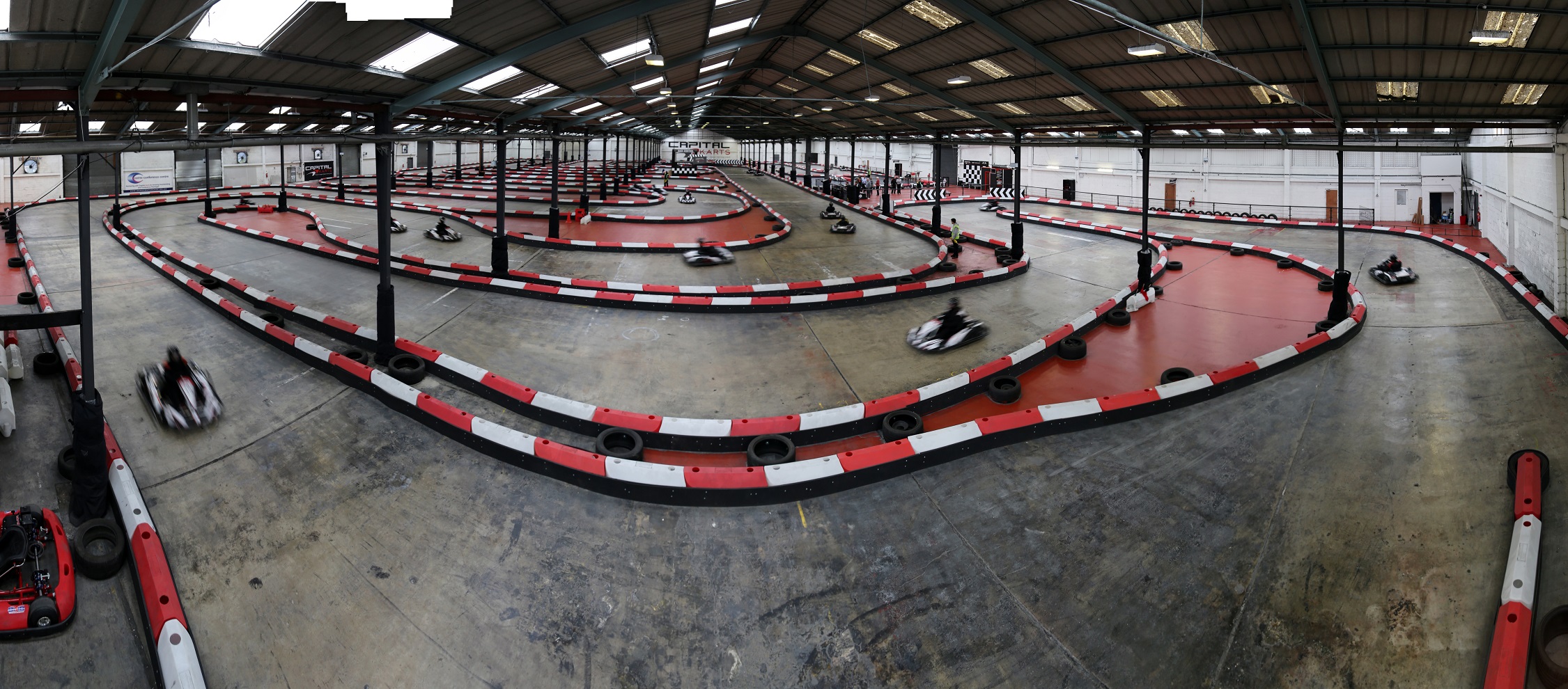 Capital Karts racing track, a versatile industrial venue for corporate events and team building.