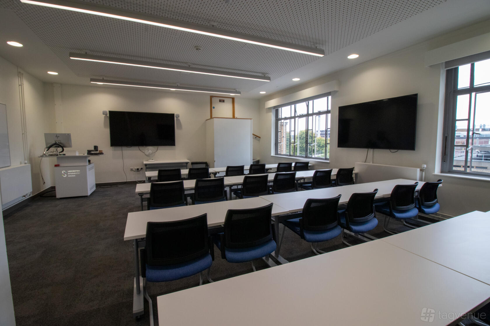 LOROS Centre IT training room with dual displays for corporate workshops and tech seminars.