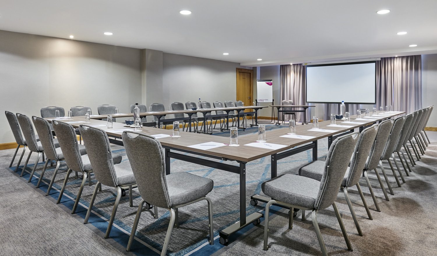 U-shape meeting setup in Malone Suite, Crowne Plaza Belfast for corporate conferences and seminars.