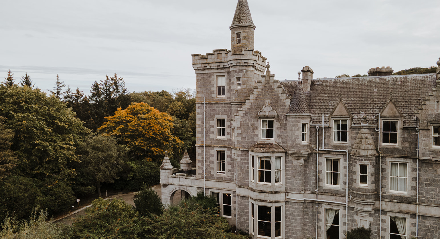Ardoe House ballroom with historic architecture for luxury corporate retreats and weddings.