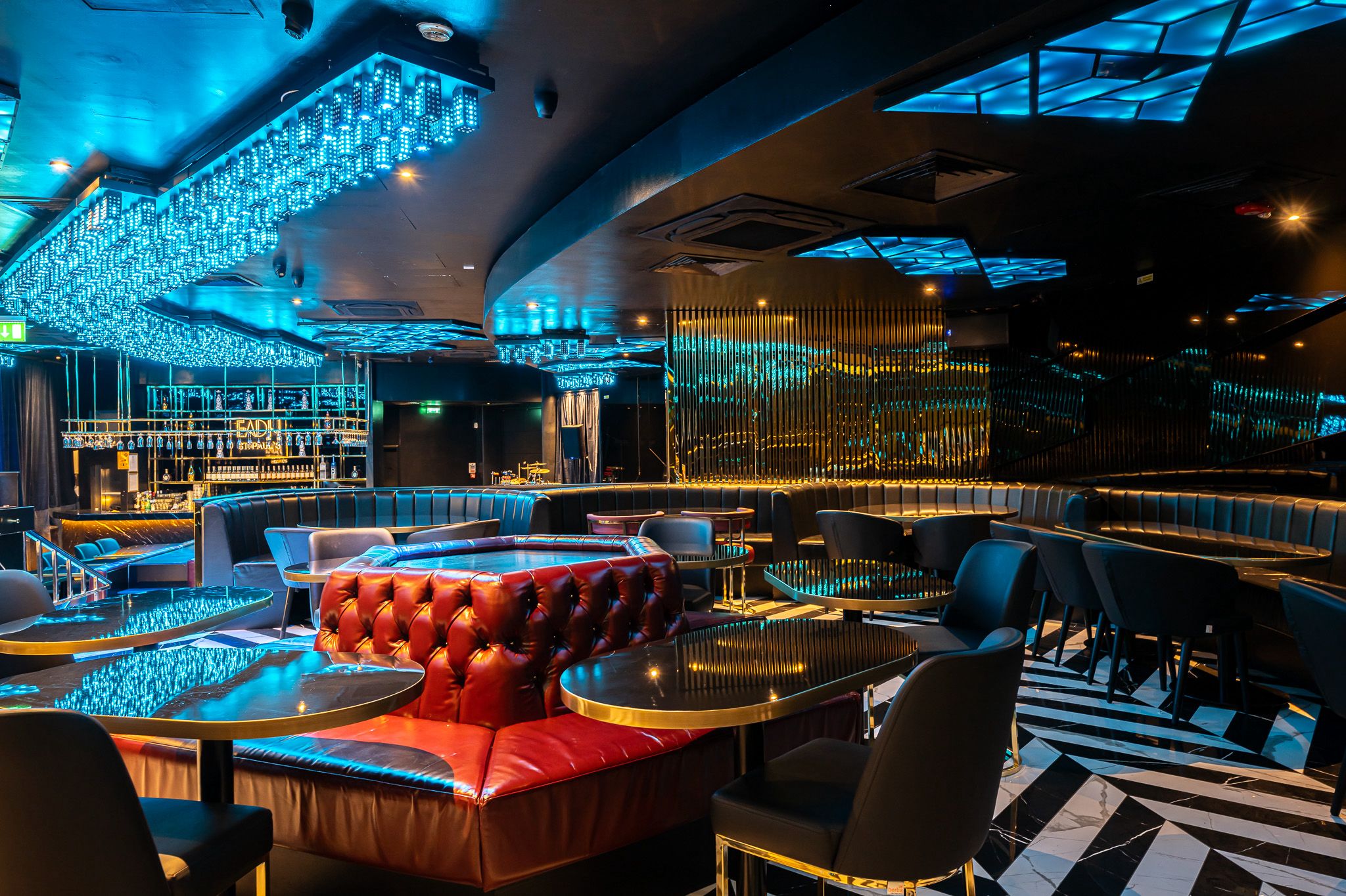 Upscale EADN St Paul's restaurant featuring plush lounge seating for corporate mixers and events.