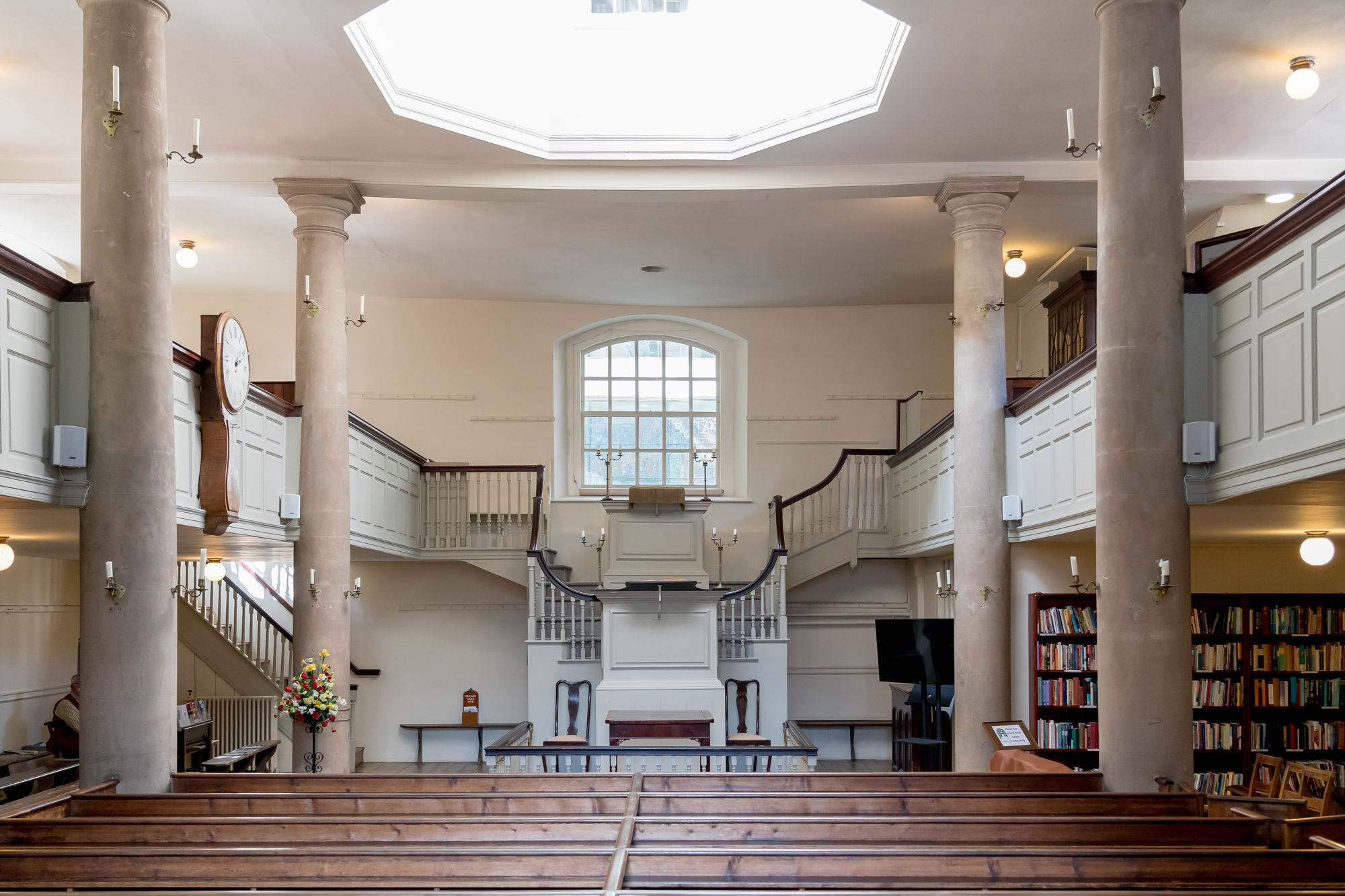 John Wesley’s New Room 18th-century chapel interior for historical venue hire and heritage tours.