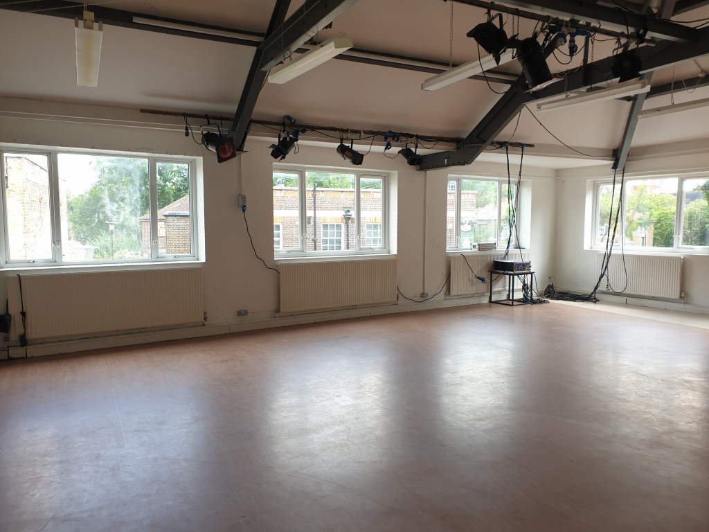 London Youth Theatre Studios rehearsal room: blank-canvas event space for workshops and theatre.