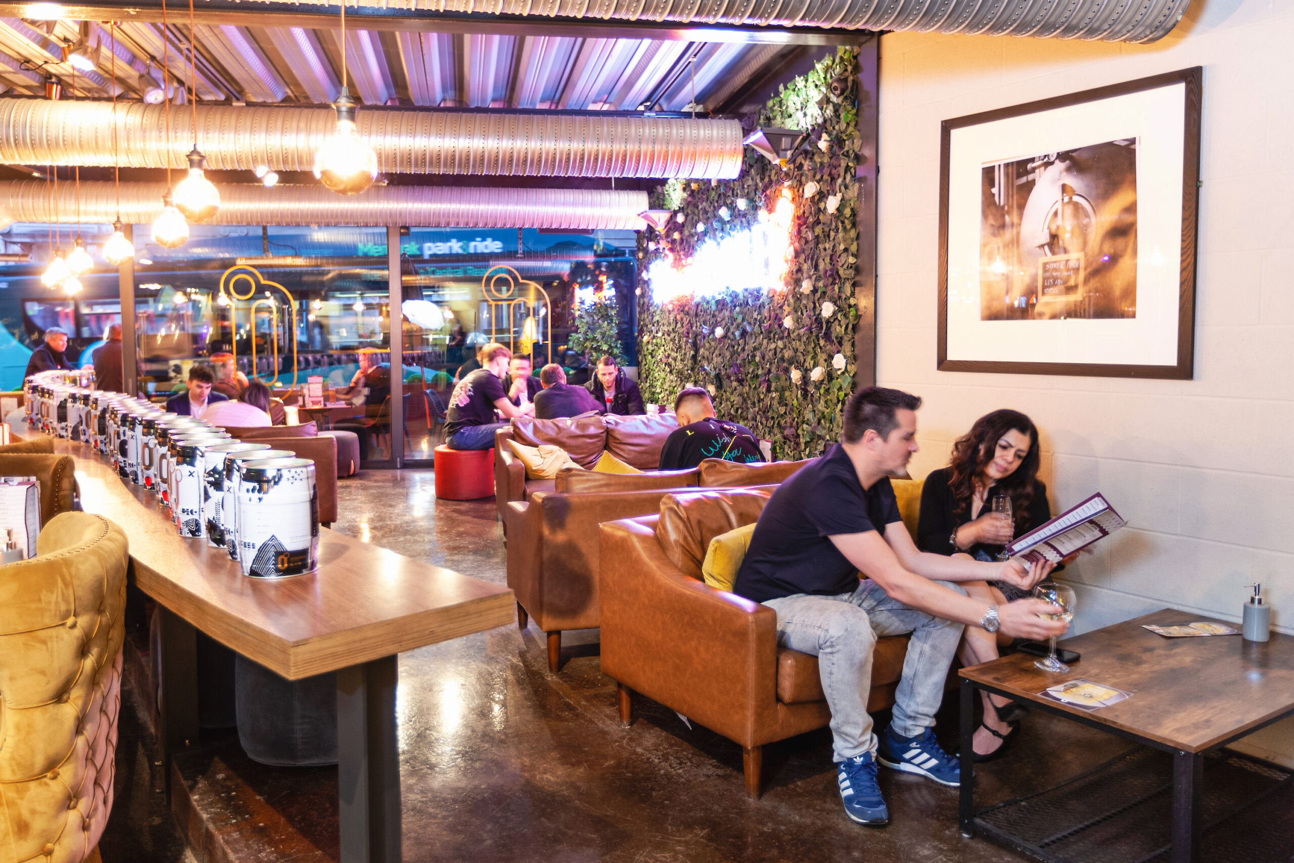 Tank Lounge at Zerodegrees: communal seating for corporate mixers and networking events.