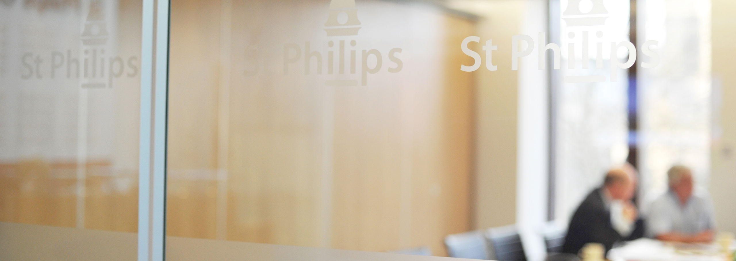 St Philips Chambers conference suite with frosted glass partition for professional meeting space.